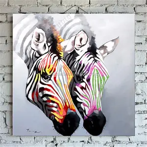 Fresco Arrivo Colorful Zebra Pittura A Olio Su Tela Dipinto A Mano Unico Astratto Animali Per La Parete del Soggiorno Decorazione Moderna