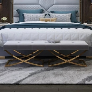 Button Tufted Bedroom Ottoman Velvet <strong>Bench</strong> <strong>Sofa</strong> - Product Image 3
