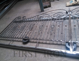 Portones de hierro forjado de corte láser de gran tamaño artístico, puerta de entrada de hierro de doble oscilación forjado - Product Image 3