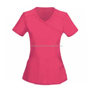 Venda quente de moda de nova barato tecido hospital médicos esfrega uniformes blusa