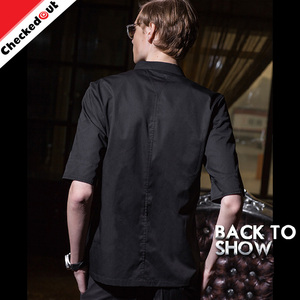 2017 nueva moda chambray manga corta café bar <span class=keywords><strong>hotel</strong></span> <span class=keywords><strong>restaurante</strong></span> <span class=keywords><strong>de</strong></span> comida rápida, uniforme, chaqueta cocina Chef uniforme - Product Image 5