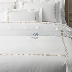 Deeda Chine usine de literie d'hôtel coton 400 fils ensemble de housse de <span class=keywords><strong>couette</strong></span> blanche avec taie d'oreiller - Product Image 3