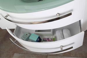 Mueble <span class=keywords><strong>de</strong></span> <span class=keywords><strong>Baño</strong></span> Moderno con Cubierta <span class=keywords><strong>de</strong></span> <span class=keywords><strong>Vidrio</strong></span> Verde y Gabinete Flotante Blanco Brillante - Product Image 4