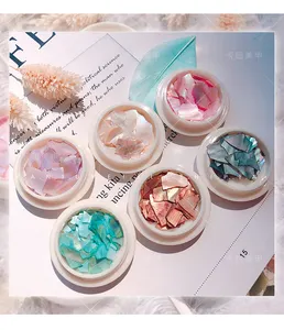 اليابانية 6 ألوان طبيعية رقيقة جدا مجروش البحر شل Abalone قطعة لتزيين الأظافر DIY