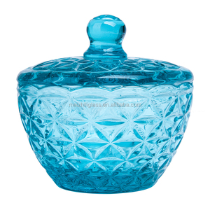 RCJ1002 retro <strong>big</strong> size Italy bubble sugar Pot, retro anaglyph glass <strong>jar</strong>, glass handmade pot - Product Image 3