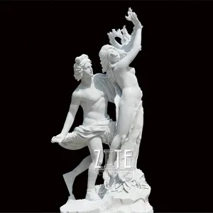 Escultura de mármol cultivada de alta calidad, escultura de tamaño real, estatua Apolo y daphne