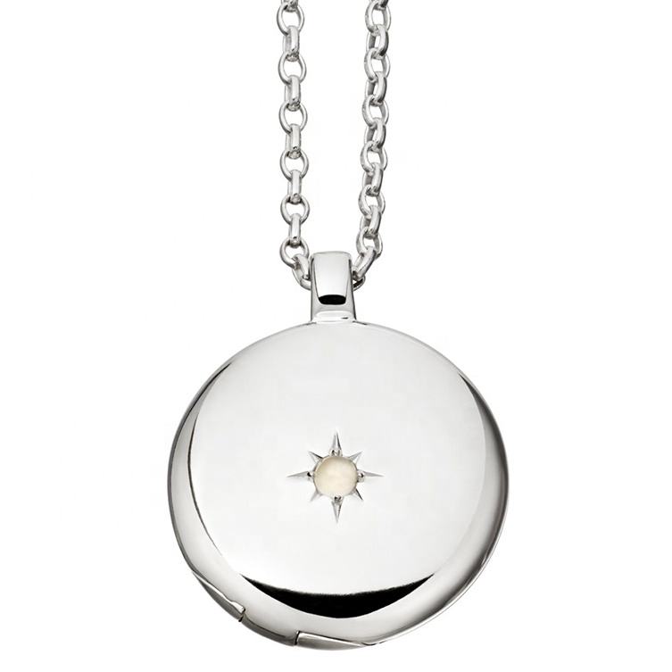 Moonstone Locket Pendant Necklace Fashion Jewelry Gold Plated