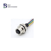 Bairui M12 5Pin Sensor hembra Montaje en panel circular Whirligig Conectores con arnés de cables codificado DIN para señales de alimentación