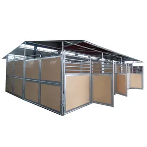 Outdoor hot dip galvanized horse stable stall fence panel with PVC roof HDPE board