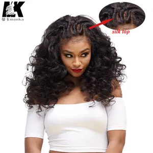 Perruque brésilienne Full lace Wig naturelle, cheveux crépus bouclés, Base en soie, 4x4, densité 150% 150%