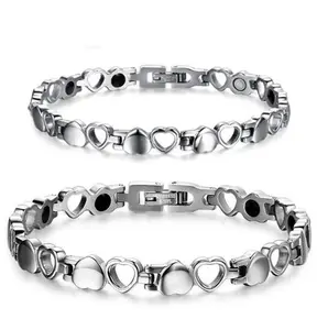 Fashion trend 316L stainless steel health magnetic lovers heart shape bracelets