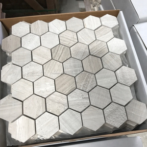 Tres superficie hexágono grano de madera mosaico de mármol - Product Image 2