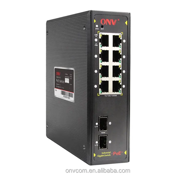 8 PORTE 10/100/1000 POE + gigabit ethernet switch PoE Interruttore industriale (ONV-IPS33108PF)