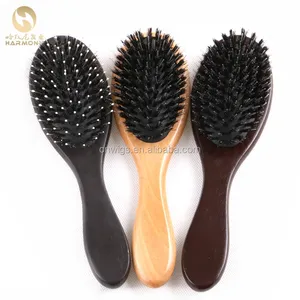 XUCHANG HARMONY 3 Colors Wooden Handle Boar Bristle Hair Brush for Salon Barber Combing Hair Extensions