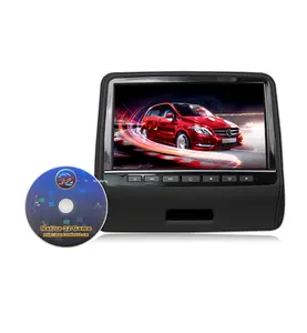 רכב 9 אינץ dvd לרכב משענת ראש צג עם עור כרית, USB, SD, FM, IR אודיו 32 אלחוטי משחקים רכב צג עם HIDMI קלט