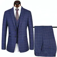 इंग्लैंड सज्जनों के लिए ट्वीड स्लिम फिट सूट पुरुषों 3 टुकड़ा प्लेड जांचा व्यापार पुरुषों सूट