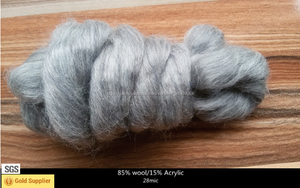 28mic Natural Gris Mezclado de Lana Superior Roving lana Fibra 85% Uruguay/15% Acrílico Spinning Fieltro Que Teje - Product Image 2