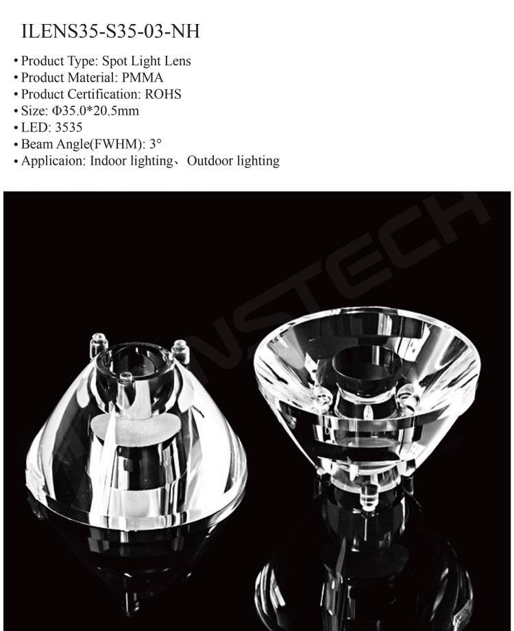 35mm TIR LED Lens - 3 Degree Optical Precision for Lighting