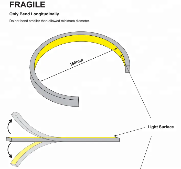 Capa de alumínio de perfil flexível led, para tira de led com difusor de transmissão de luz diferente