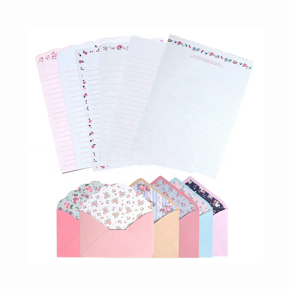 Custom Lovely Writing Stationery Paper Letter Set with 24 Envelope Seal Sticker