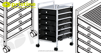 Chariot de rangement blanc à 6 tiroirs avec roulettes, cadre métallique, tiroirs en plastique, chariot de bureau mobile, conteneur à roulettes, plateforme portable