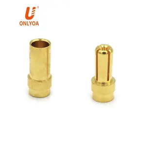 3.5mm Female Male PCB Connectors Bullet Banana Gold Plated Copper plug for battery Socket Adapter