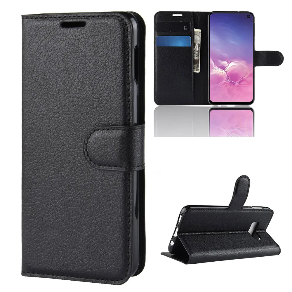 Litchi PU Card Holder Wallet Flip Leather Case For Samsung Galaxy S10e