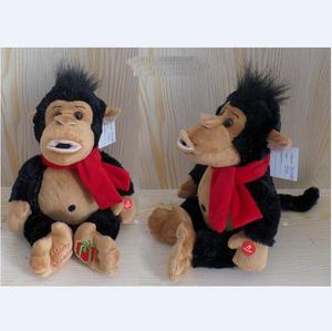 Noël peluche singe chant avec sifflet avec mouvement de tête - Product Image 1