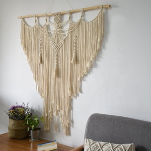 HW027, superventas, macramé anudado a mano, pared colgante, espiga de madera de algodón, decoración, macramé grande, tejido, tapiz colgante de pared - Product Image 3