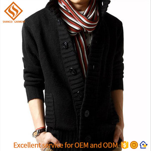 2017 otoño elegante chaqueta de punto suéter del hombre, de manga larga de cuello alto hombres suéter <span class=keywords><strong>cardigan</strong></span> de punto liso - Product Image 1