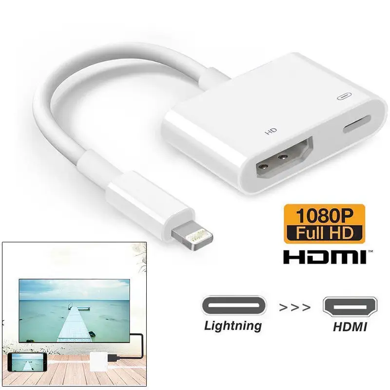 Fulmine a HDMI Digital AV TV Via Cavo Adattatore Per Apple Iphone 6 7 8 Più di X Ipad