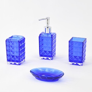 ชุดอุปกรณ์ห้องน้ำพลาสติกลายเพชรสีฟ้า - Product Image 6