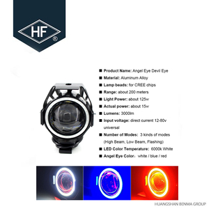 Faro de motocicleta <span class=keywords><strong>U7</strong></span>, con ojo de Ángel, Ojo del diablo, foco de motocicleta, luz LED - Product Image 3