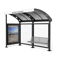 Station de bus à panneau solaire, abri anti-soleil, avec boîtes à lumière publicitaire, 1 unité