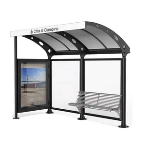 Solar stop onderdak bus station bus stop met solar licht reclame dozen