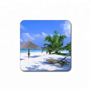 Hersteller Strand Landschaft Wärme übertragung koreanischen Stil Logo Günstige benutzer definierte Neopren Cup Coaster