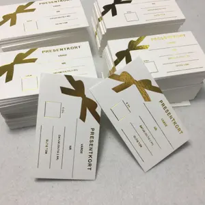 Custom Double sided gold foil stamping thick matt white card display cards