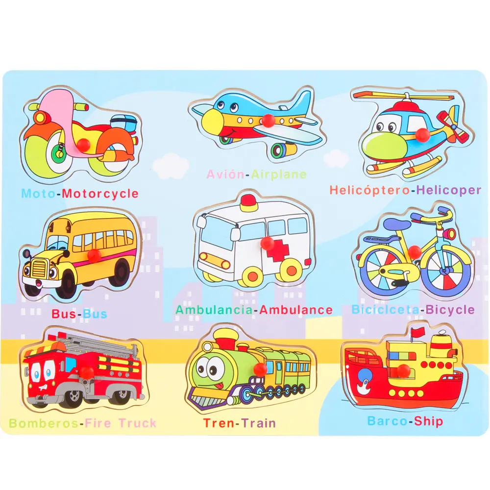 Hot sell Popular Wooden Spanish English Chinese Learning YZ028 Wood Jigsaw Puzzle Kids Toys for Kids
