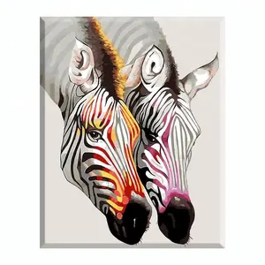 Minimalisme blanc noir zebra peinture à l'huile art pour hall décoration articles