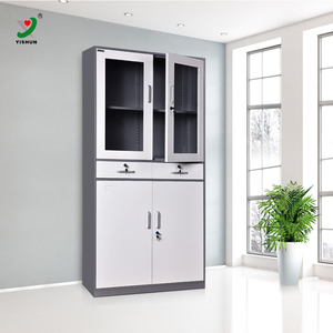 KD Structure Office Use Metal Storage Cupboard Upper Glass Door <strong>Two</strong> Middle <strong>Drawers</strong> <strong>File</strong> <strong>Cabinet</strong> - Product Image 2