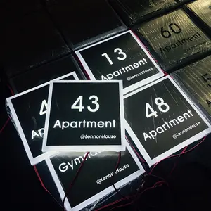 Novo design acrílico led placa número da casa levou letras