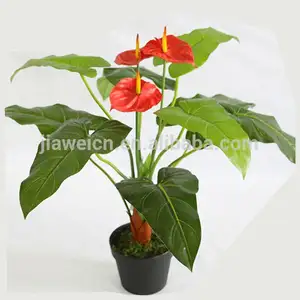 Vente en gros de bonsaï de fleurs artificielles PE, fleur de bonsaï artificielle eva miniature verte, vente en gros