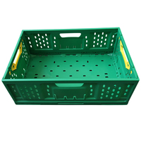 Caisse de transport pliable en plastique perforée, recyclable, industrielle, pour le stockage et le transport de légumes
