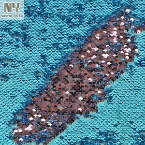 Vải Đính Kim Sa Màu Ngọc Lam Đảo Ngược Nanyee Dệt - Product Image 5