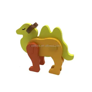 wholesale wooden animal camel puzzle 3D jigsaw children toys
