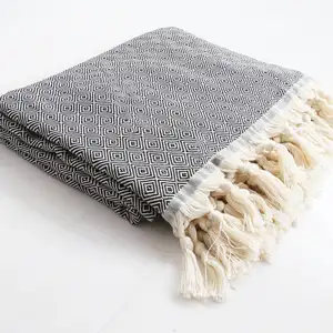 High Quality Picnic Camping Beach Tribal Throw Organic Cotton Baby Cotton Turkish Blanket With Fringe