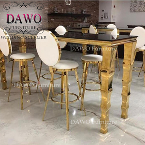 Silla de <span class=keywords><strong>bar</strong></span> con respaldo redondo, marco de metal dorado, terciopelo <span class=keywords><strong>rojo</strong></span>, para boda - Product Image 6