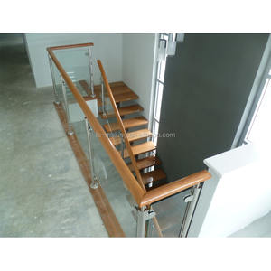 הרכבה עם זכוכית מעקה & מעקה מדרגות ברזל פלדה/עץ עץ לדרוך & מעקה/אלקטרוליטי/גלוון טק - Product Image 4