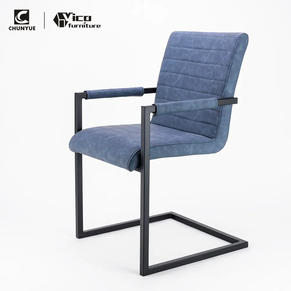 Eetkamerstoelen Franse Ontwerp Stijl Pu Synthetisch Leer Metalen Frame Moderne Fauteuil