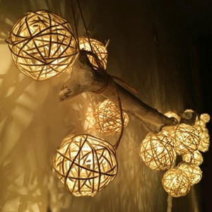 Economico Patio Cafe camera da letto decorazione della festa di nozze di Natale Appeso in <span class=keywords><strong>rattan</strong></span> stringa della sfera di luce - Product Image 2
